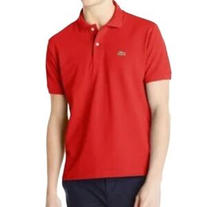 Lacoste Mens Classic Fit Polo Shirt Orange Red Embroidered Logo Short Sleeve M
